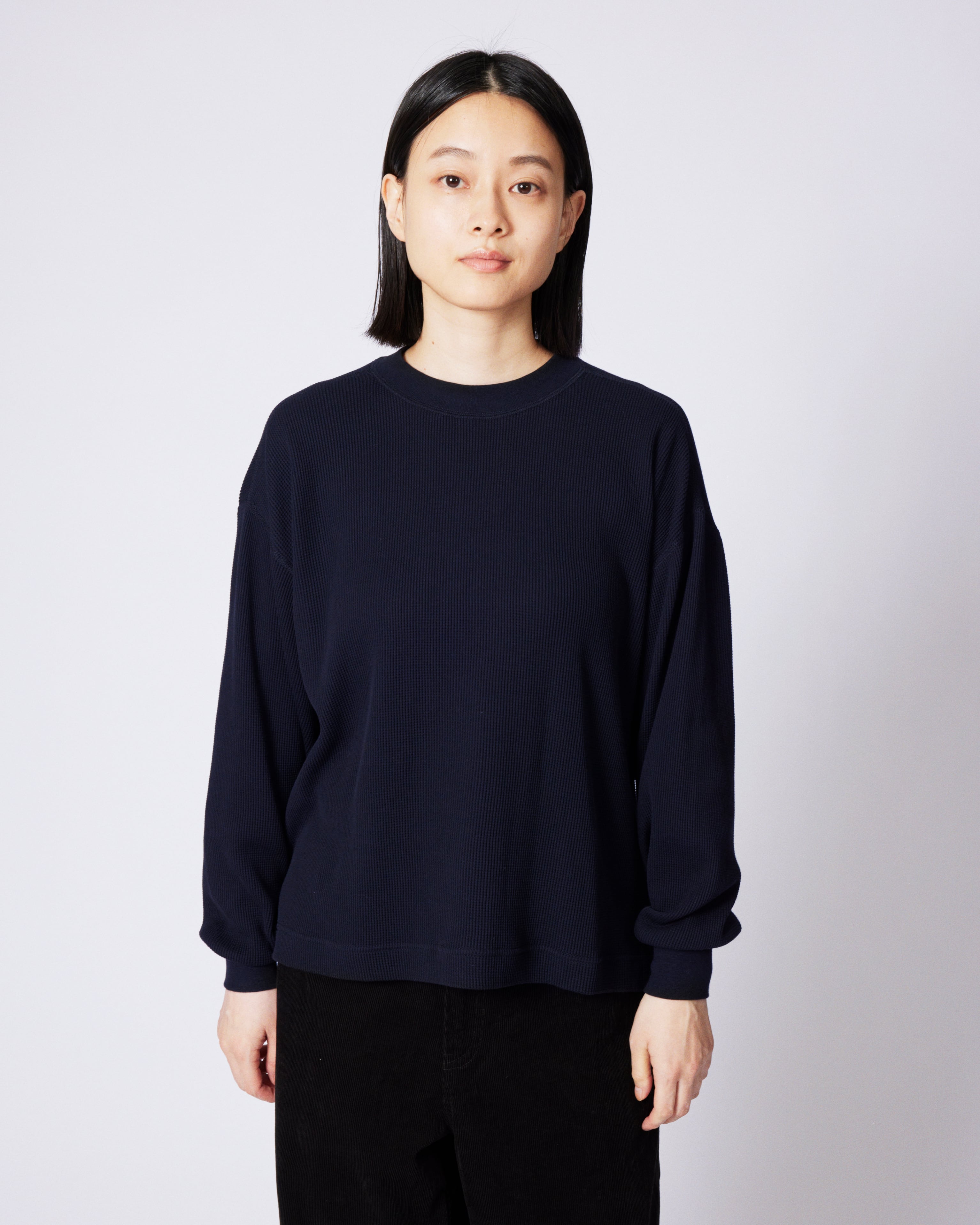 everyone surf knit long sleeve tee shirt (NAVY) | everyone