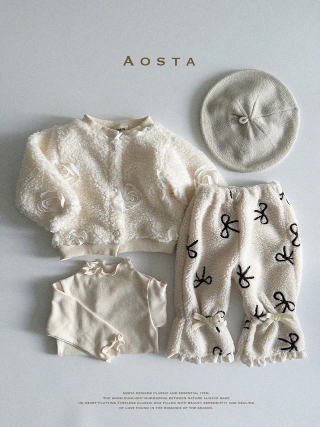 [送料無料][即納/XL]≪Aosta≫camellia fur cardigan ivory flower