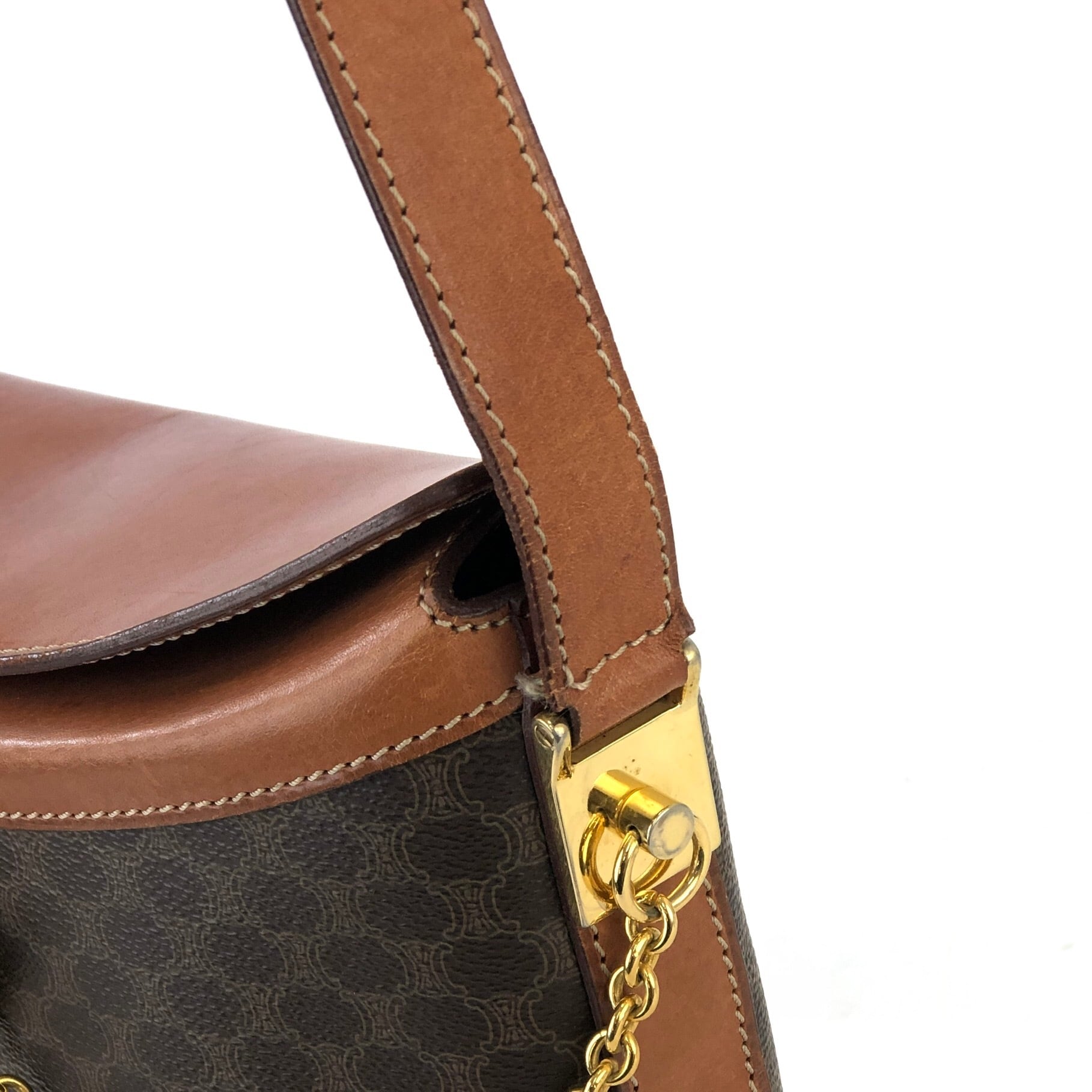 CELINE セリーヌ マカダム サークルロゴ PVC×レザー バケツ ショルダー