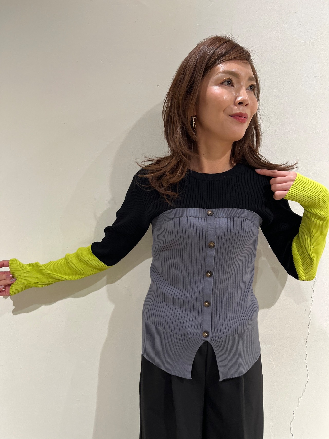 ポリーヌブロー   ビスチェドッキングリブニットプルオーバー