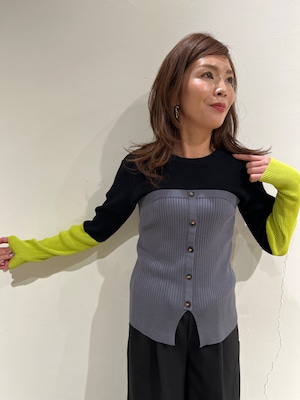 ポリーヌブロー   ビスチェドッキングリブニットプルオーバー