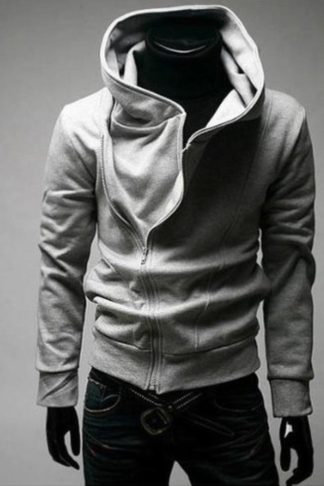 メンズ ライダース風パーカー グレー えむえむトレードfashion