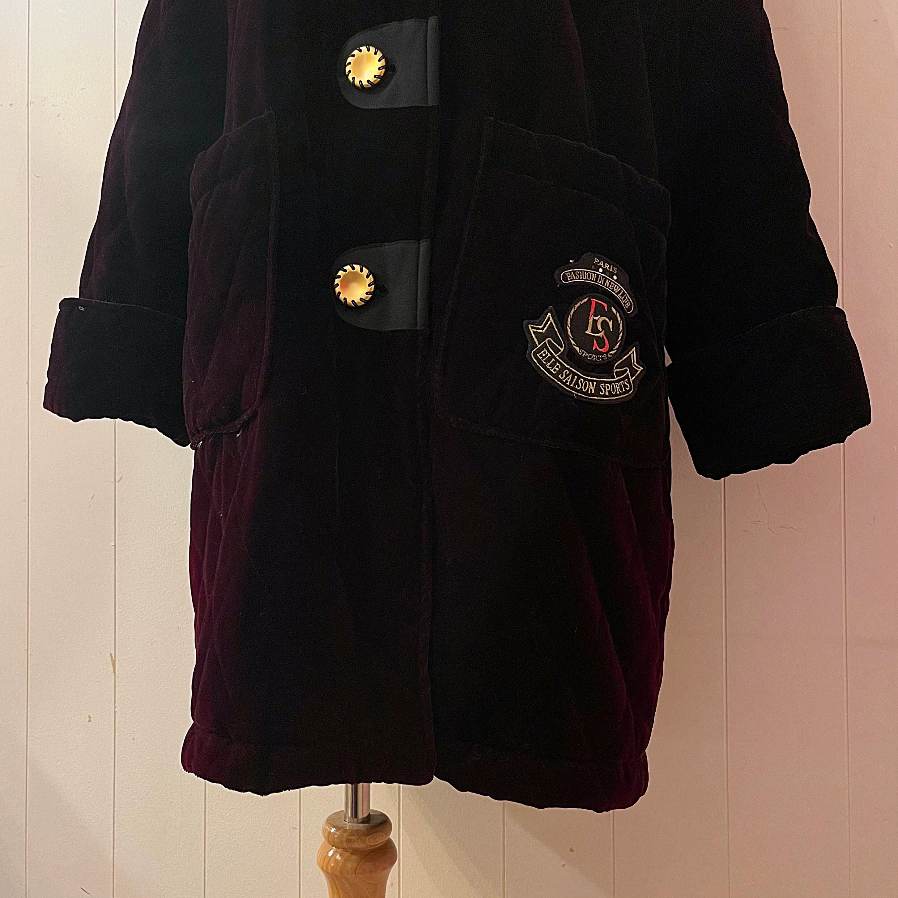 gold button velours quilting coat