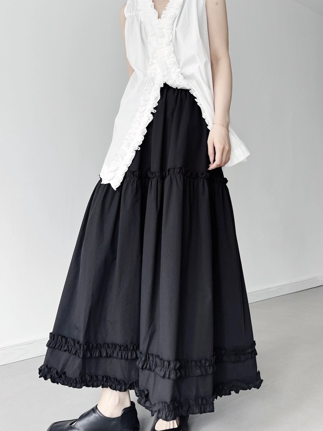 French lace stitch cotton skirt 2color  [T2298]