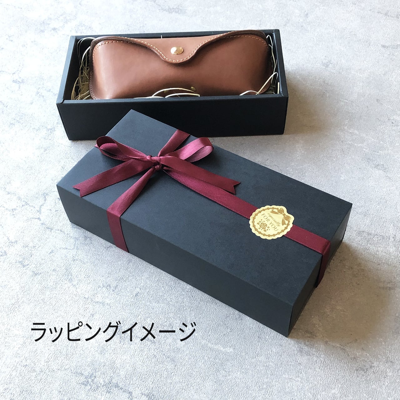 【送料無料】本革メガネケース【ネイビー】