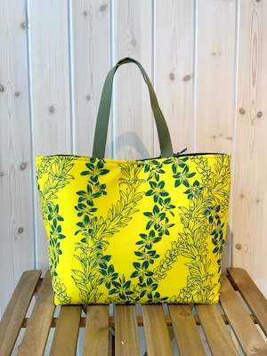 【一点ものにつき無くなり次第終了】大人のためのトートバッグ T’s gallery original ハンドメイドハワイアンバッグ イエローリーフ