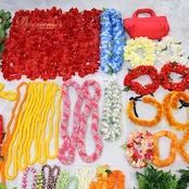 フラダンス 小物 まとめ売り 全80点 セット ネックレス フラワーレイ リーフレイ 髪飾り 頭飾り 小道具 カラフル 花 ヘアアクセサリー ブレスレット 豪華 舞台 レイ タヒチアン おしゃれ グリーン系 レッド系 オレンジ系 イエロー系 ブラック系