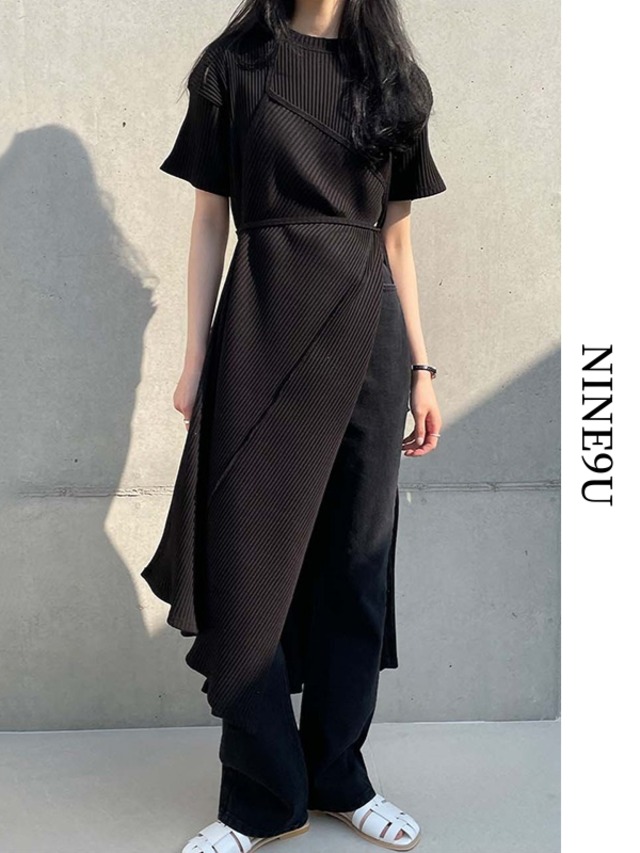 knit long layered one-piece 2color【NINE5935】