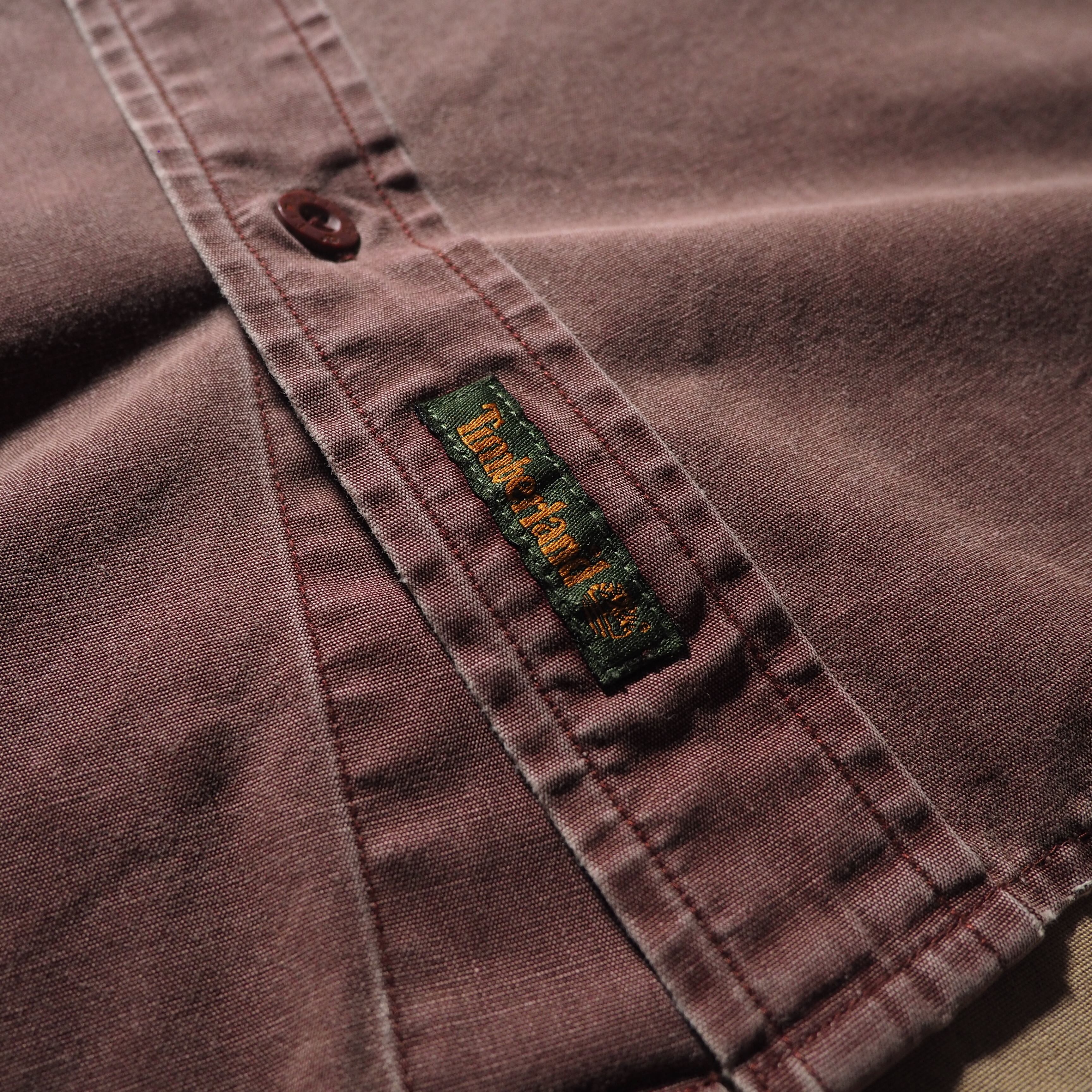 1990s ” Timberland ” Dark Burgundy color Overdye cotton shirt