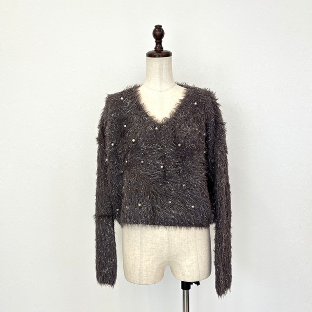 SELECT パールVネックニット【P45593】