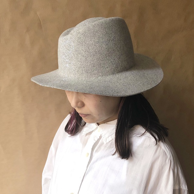 Wool FEDORA HAT × stitch【受注生産／Build to order】ウール アシメフェドラハット × ステッチ 帽子