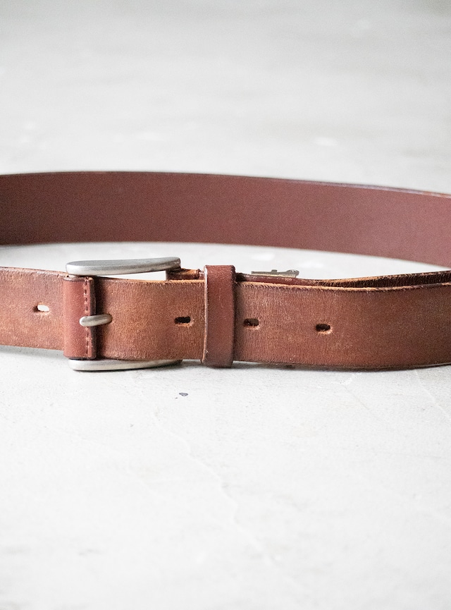 unknown used Brown leather square buckle belt