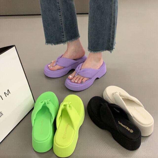 サンダル レディース シューズ 靴 厚底 カラバリ豊富 パープル/グリーン/ブラック/イエロー/ベージュ 22.5cm/23cm/23.5cm/24cm/24.5cm