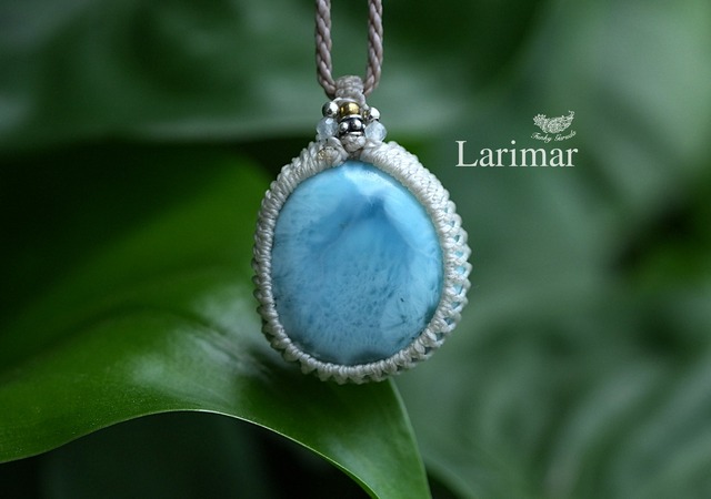 厚みぷっくり★ラリマーマクラメ ネックレス 1679