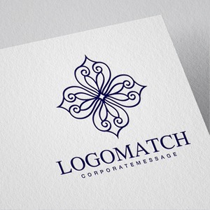 アイヌ文様の花のロゴ