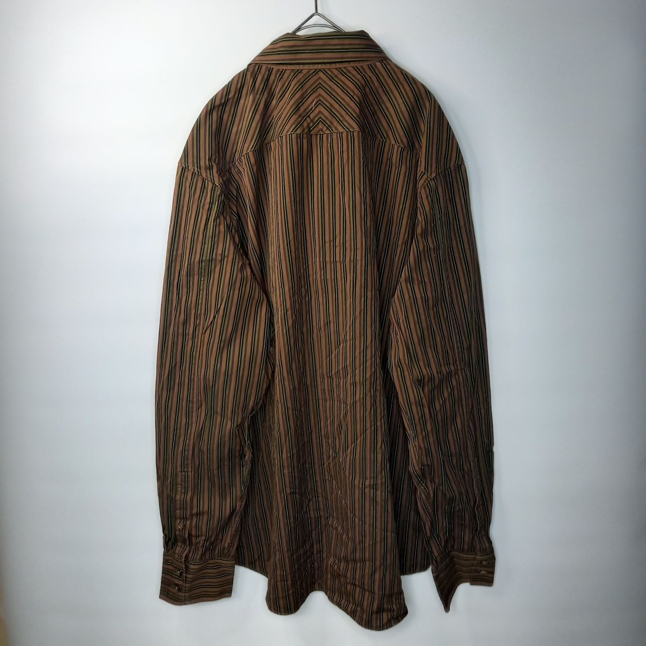 カルバンクライン　ストライプ　シャツ　オーバーサイズ　コットン　ブラウン　XL