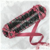 ♡ ギンガムチェック柄 フリルリボンヘッドドレス black×red 1 ♡