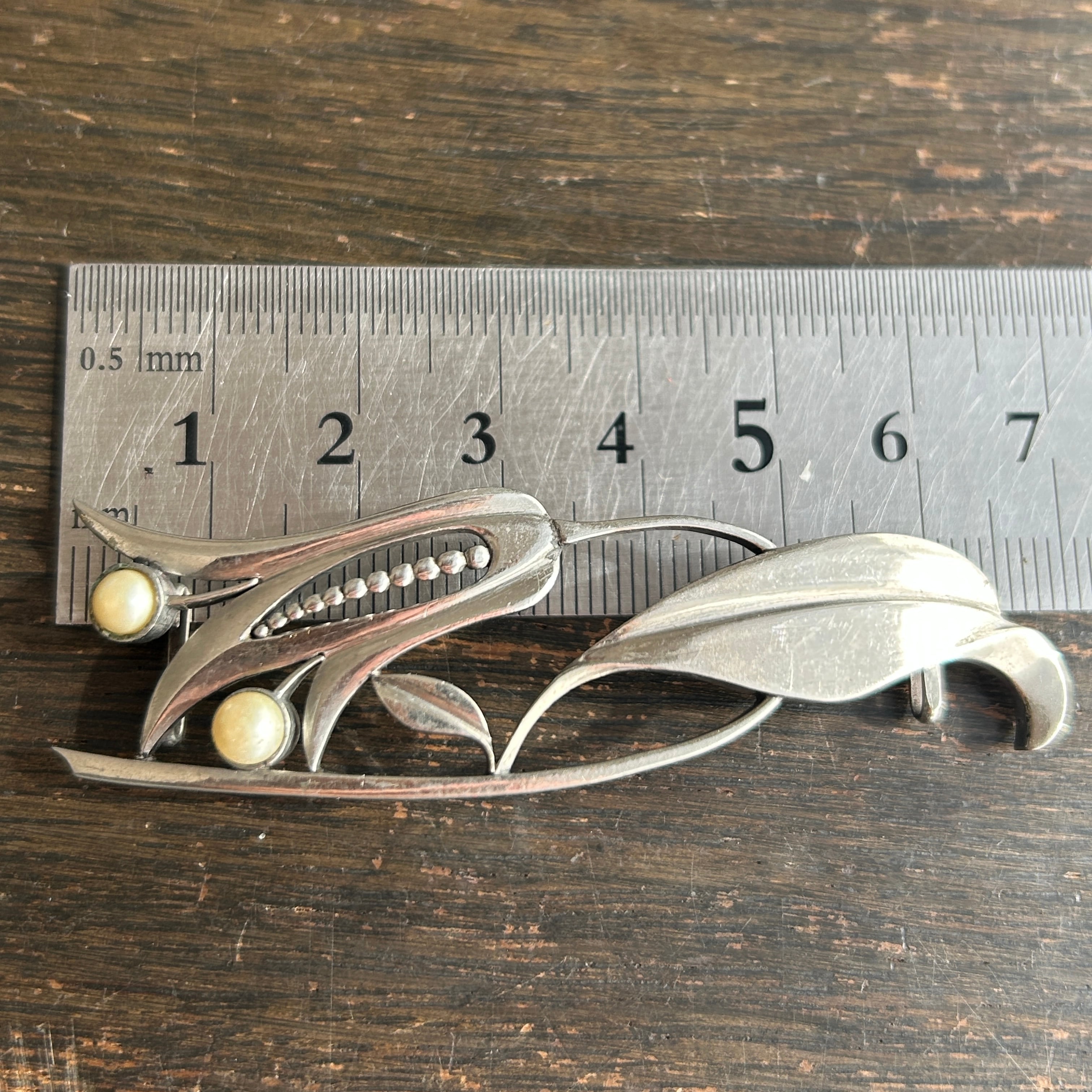 アンティーク　ヌーボーデザイン　花の帯留めとピン