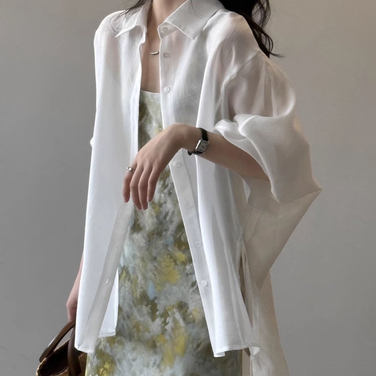 Oversized long white shirt S1211