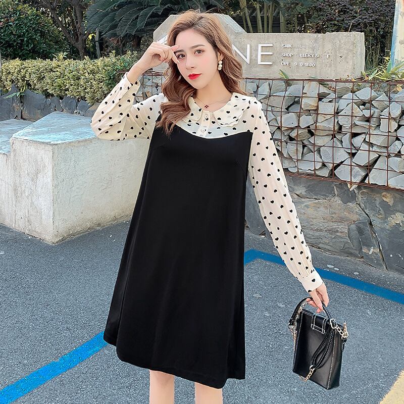 【新作】【送料無料】 マタニティウェア2020秋と冬の新しいラブドールカラー偽​​のツーピースドレス小さな新鮮なミドル丈のマタニティドレス-アリババ オータム 秋物 ウィンター 冬物 expec2749969730