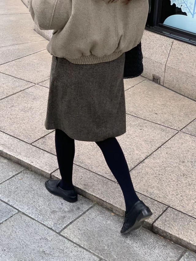 (OUNCE) classic herringbone wool mini skirt / 2color
