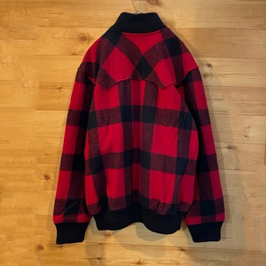 【WOOLRICH】ウールジャケット バッファローチェック ブロックチェック ブルゾン ウールリッチ M アメリカ古着