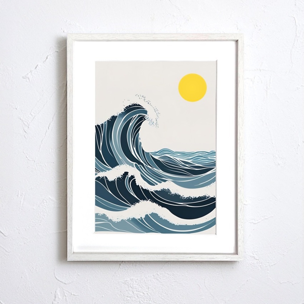 蒼海と黄金の太陽｜北欧モダン波アートポスター｜和モダンインテリア壁掛け｜抽象海景画ミニマルデザイン｜リビング寝室玄関におしゃれな壁飾り｜ギフトにも最適｜高品質印刷｜送料無料｜A4ポスター