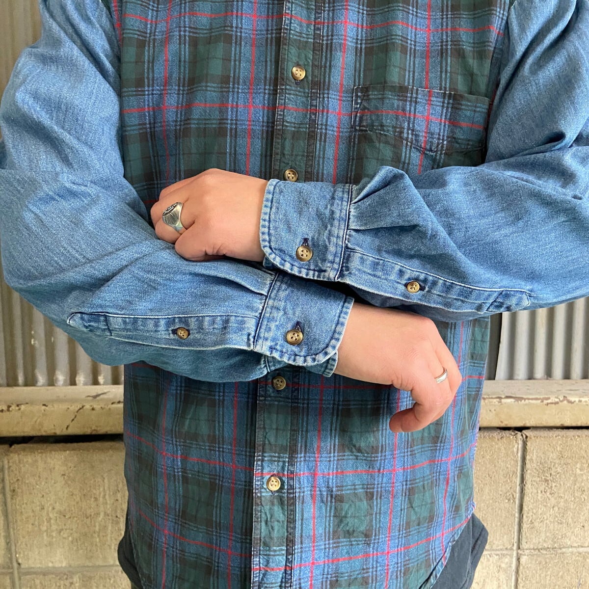 90年代 OLD GAP オールドギャップ チェック柄 ボタンダウン デニム
