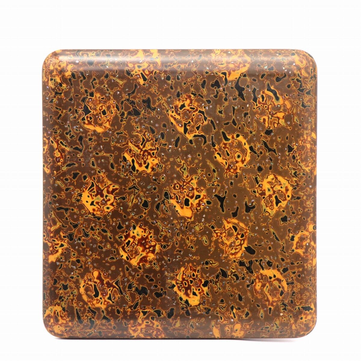 昭和　レトロ　津軽塗　重箱 金色と茶色の模様 津軽塗（唐塗）バカ塗り・重箱・三段重・No.200926-120・梱包サイズ80