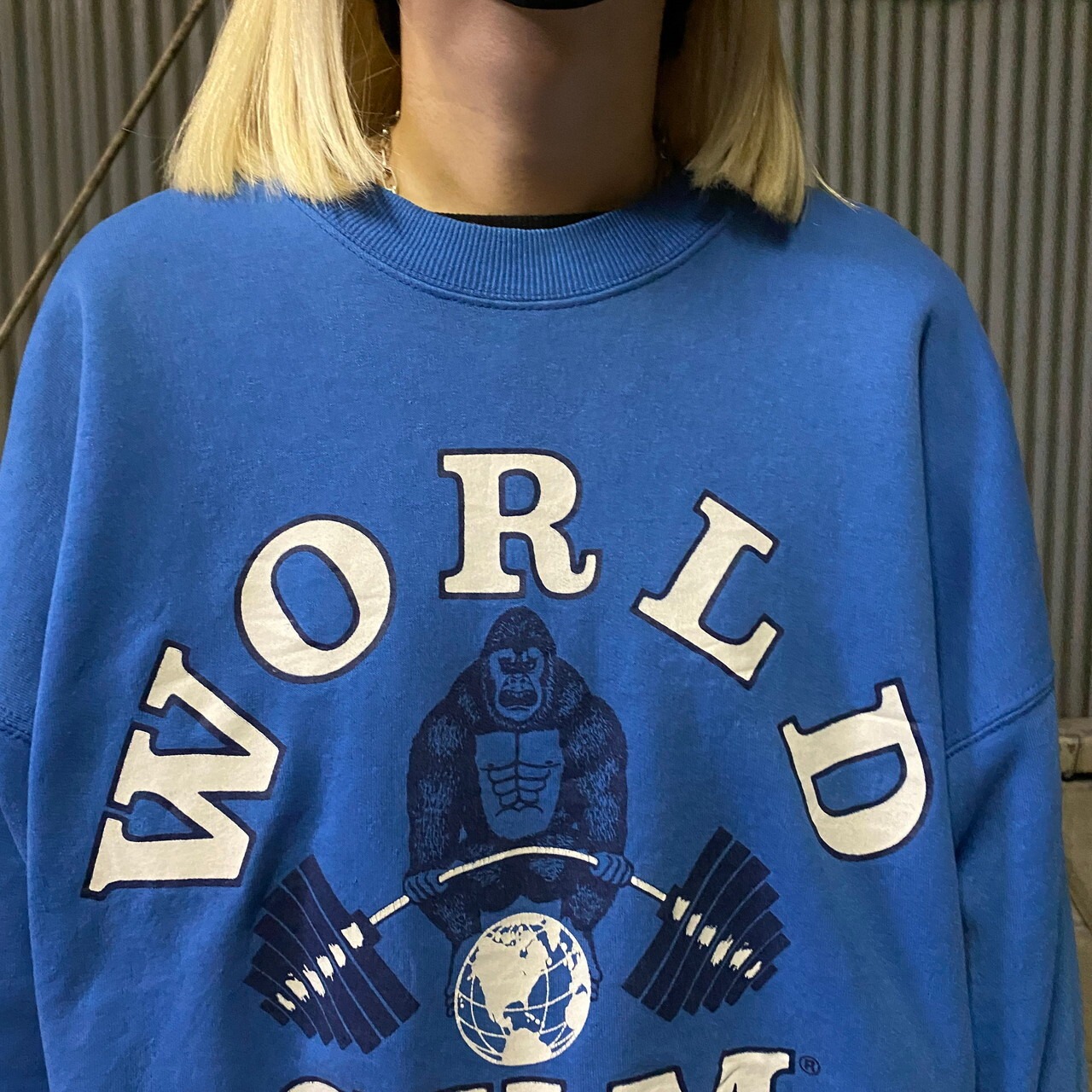 90年代 Hanes ヘインズ WORLD GYM ロゴ プリント スウェットシャツ 