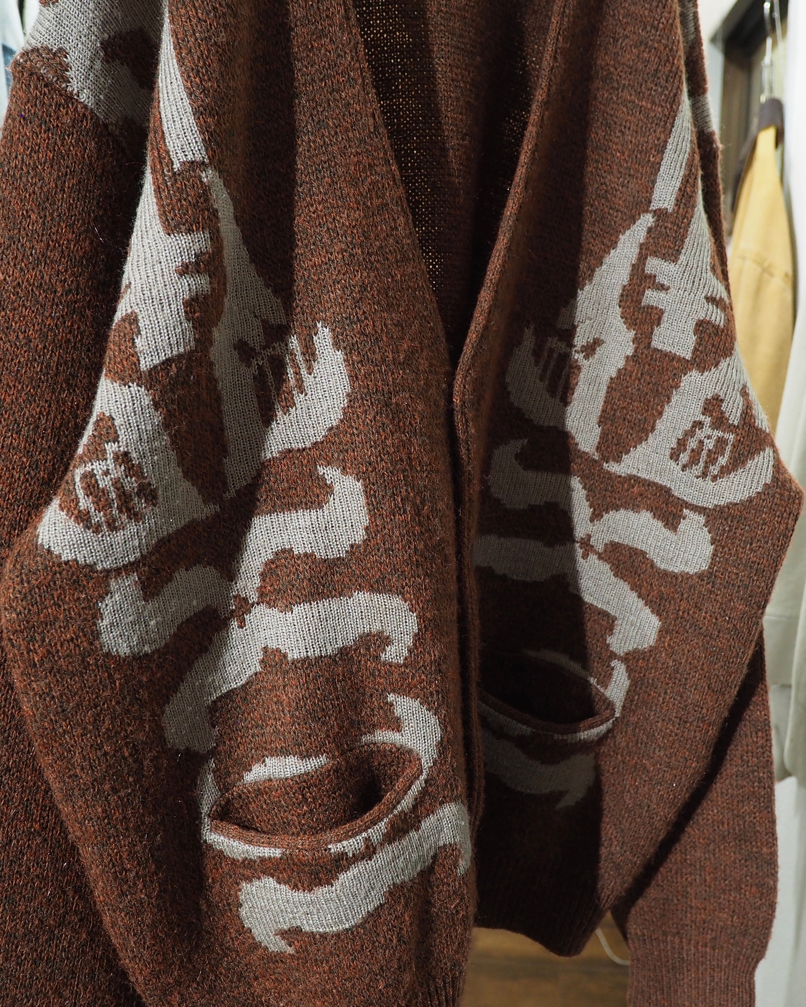 1980s ” 骨 - Bone ”Geometric Pattern Weaving Vintage Knit Cardigan