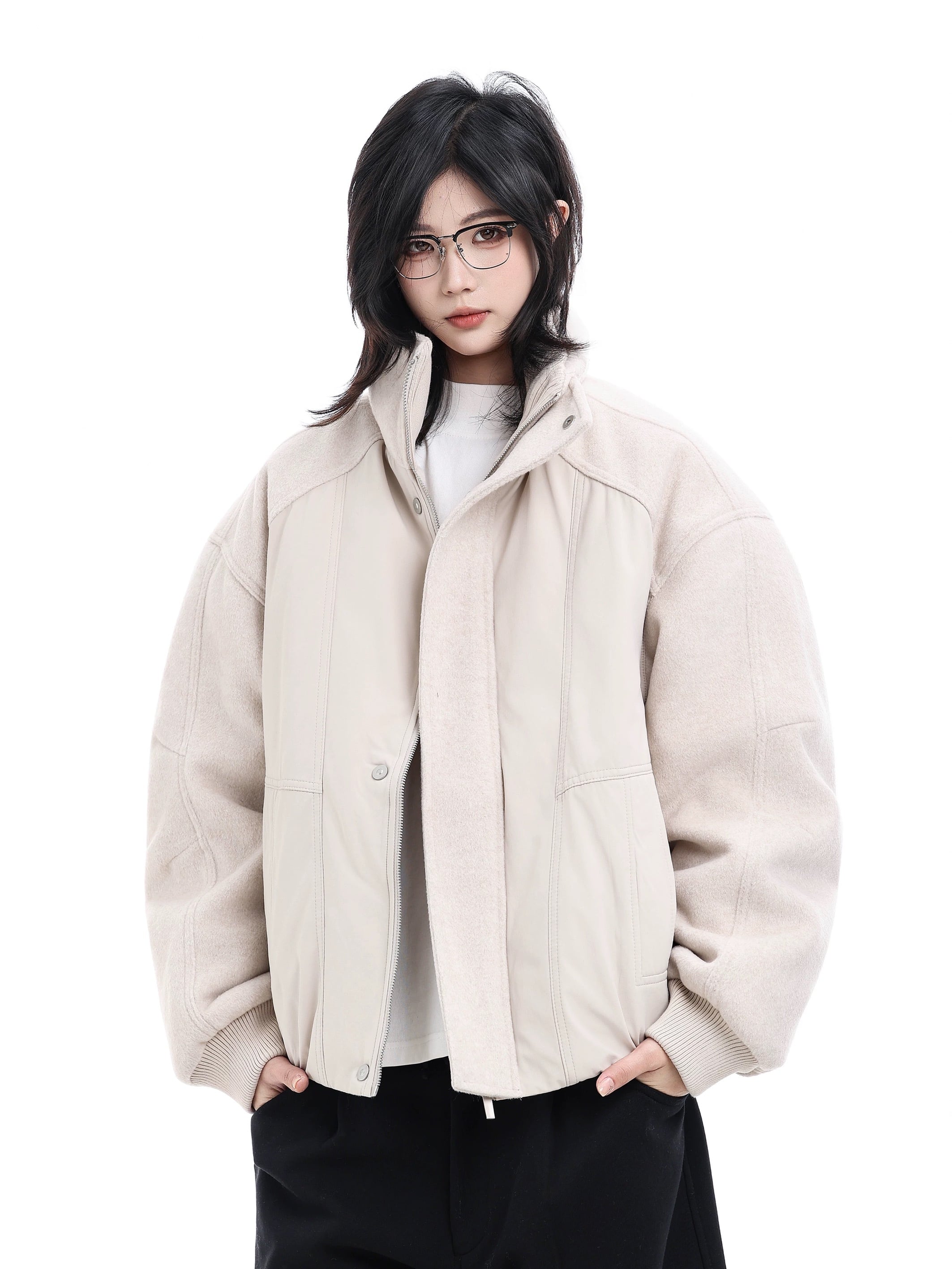 フェルトミックス レイヤード ダックダウン ジャケット / FELT MIX LAYERED DUCK DOWN JACKET