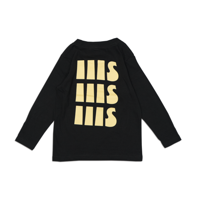 siii "WACHACHA EMBROIDERY / IIIS TRIPLE BACK"  KIDS L/S TEE BLACK-butter yellow print