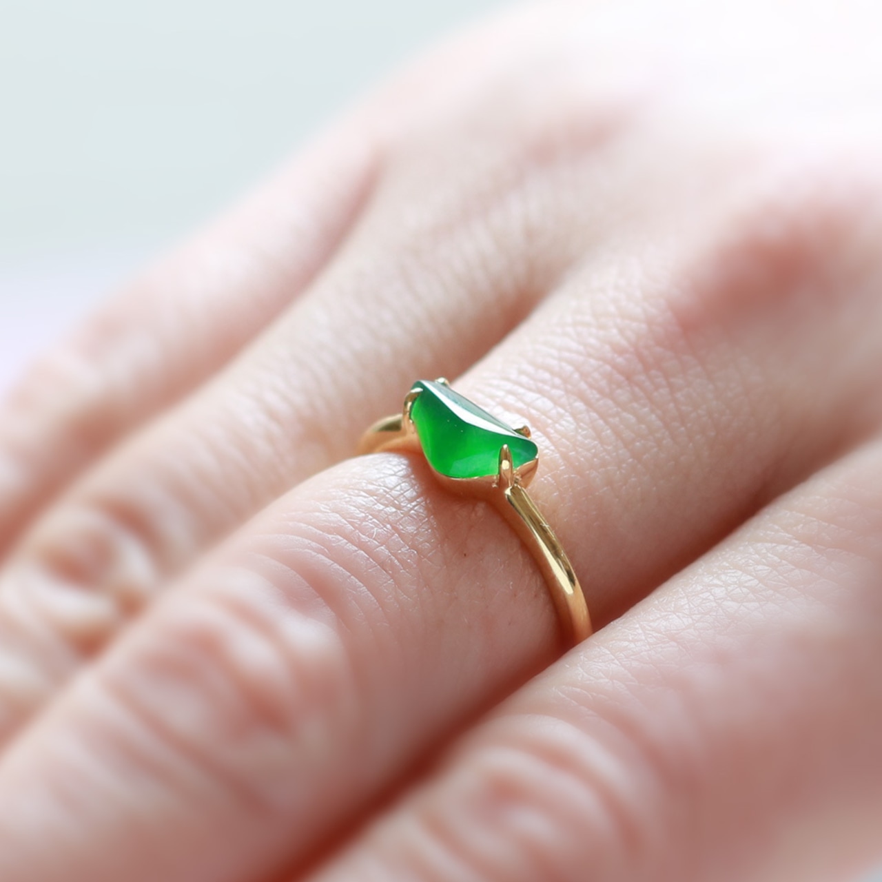 フォレストグリーン翡翠 K10YG forest green jadeite ring A貨翡翠 jd_rg1862