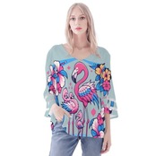 Women's Loose Chiffon Blouse with Puff Sleeves 4509