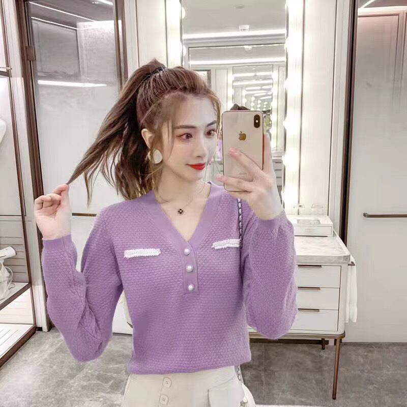 フロントパールVネックカーディガン