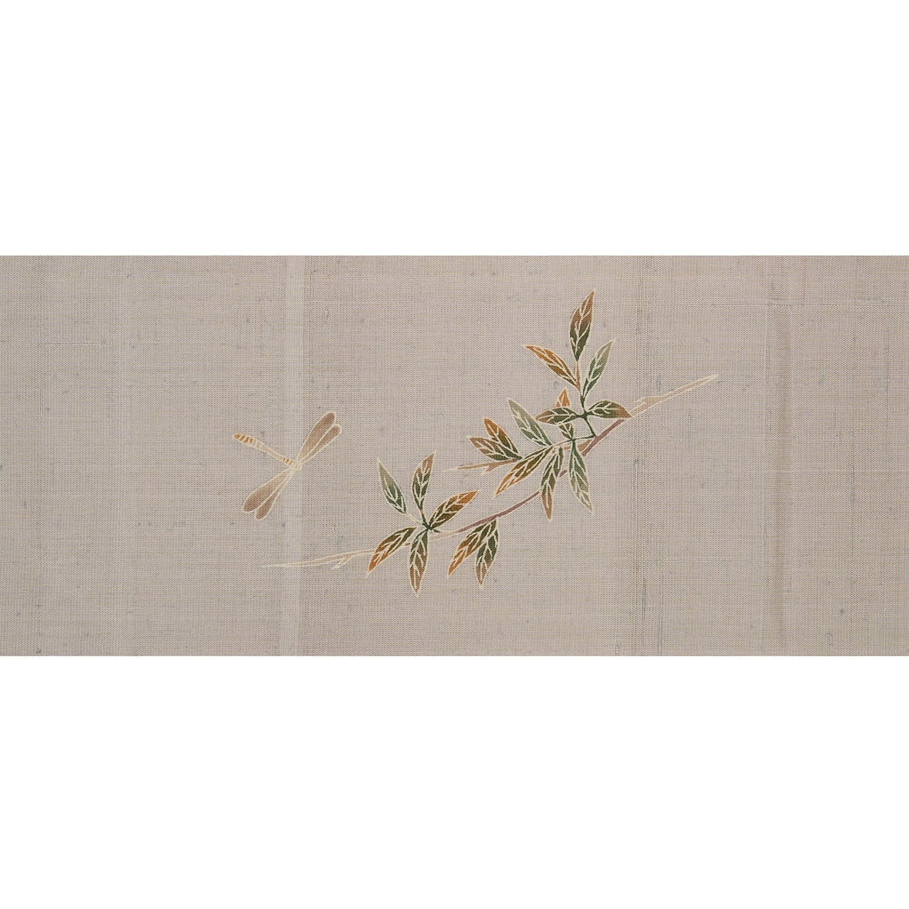 枝垂れる葉にトンボの模様 手描友禅 夏名古屋帯【中古】 | かわの屋