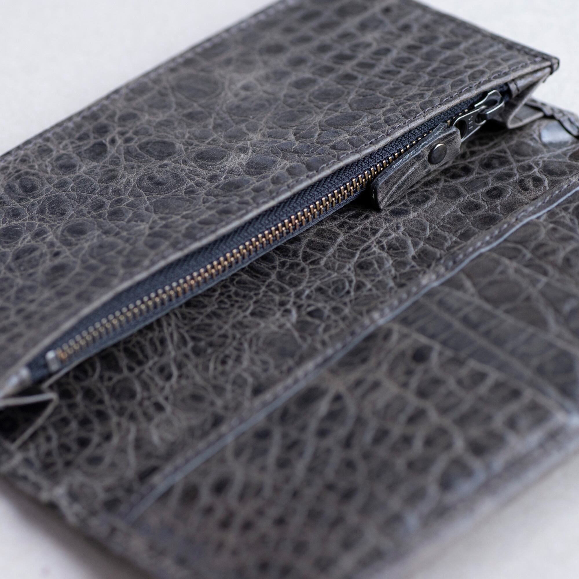 スリムロングウォレット (クロコダイルエンボスレザー) 【aw-12ec