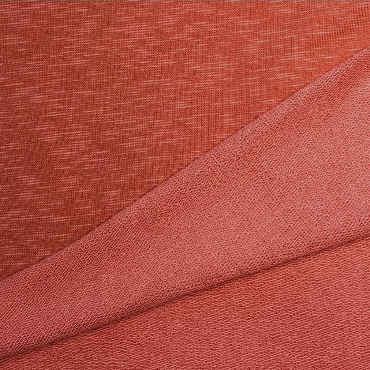 ★TB267◆専用出品◆2m◆綿100%裏毛ニット生地◆杢レンガオレンジ