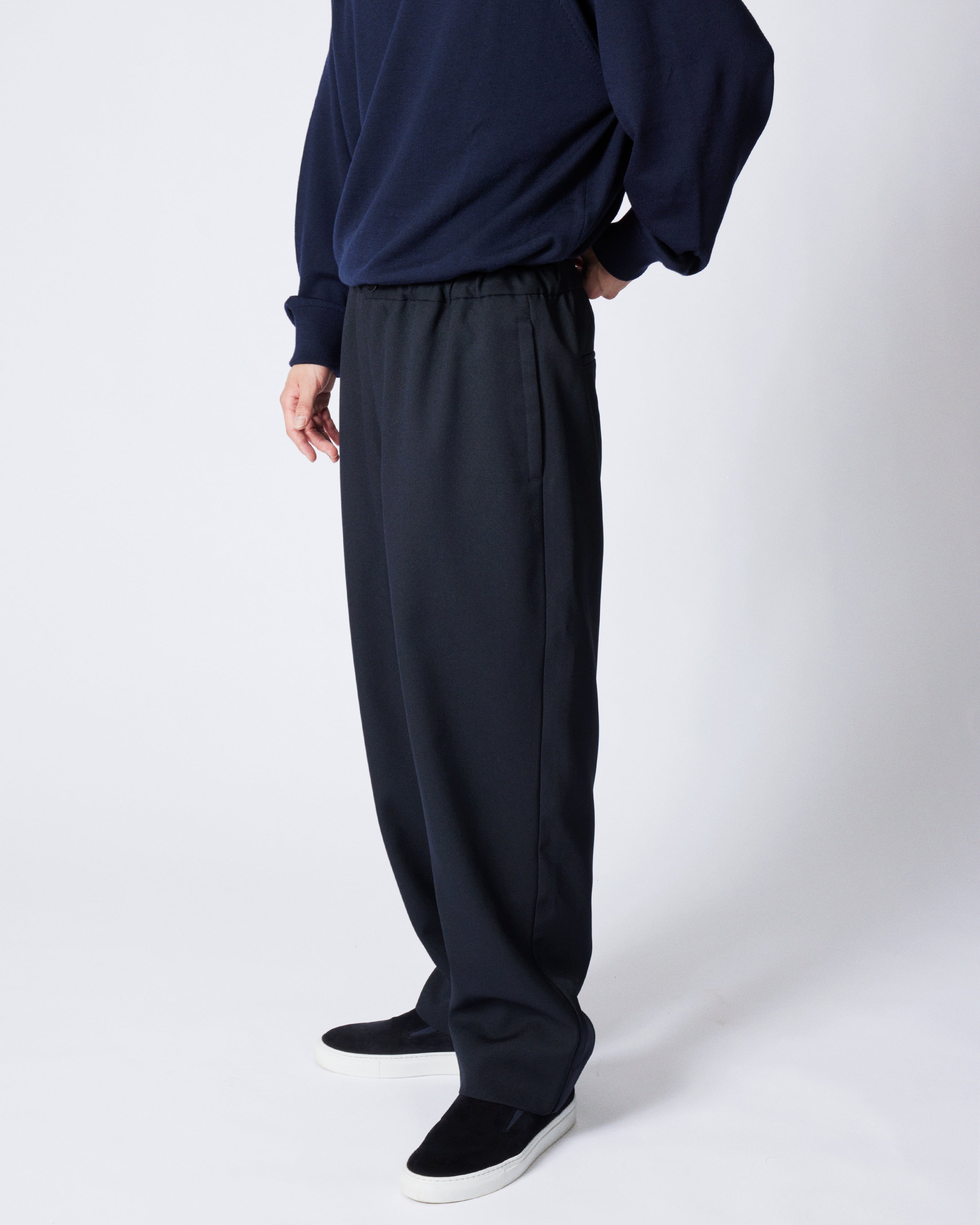 everyone polyester twill easy slacks (NAVY) | everyone