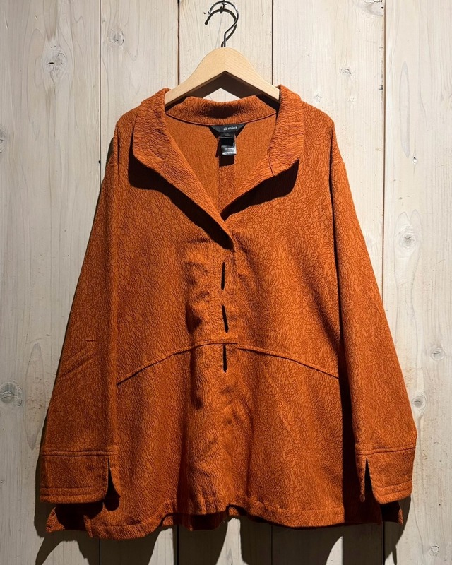 【a.k.a.C.a.k.a vintage】Vivid Orange Color Vintage Loose Rayon Blend Jacket