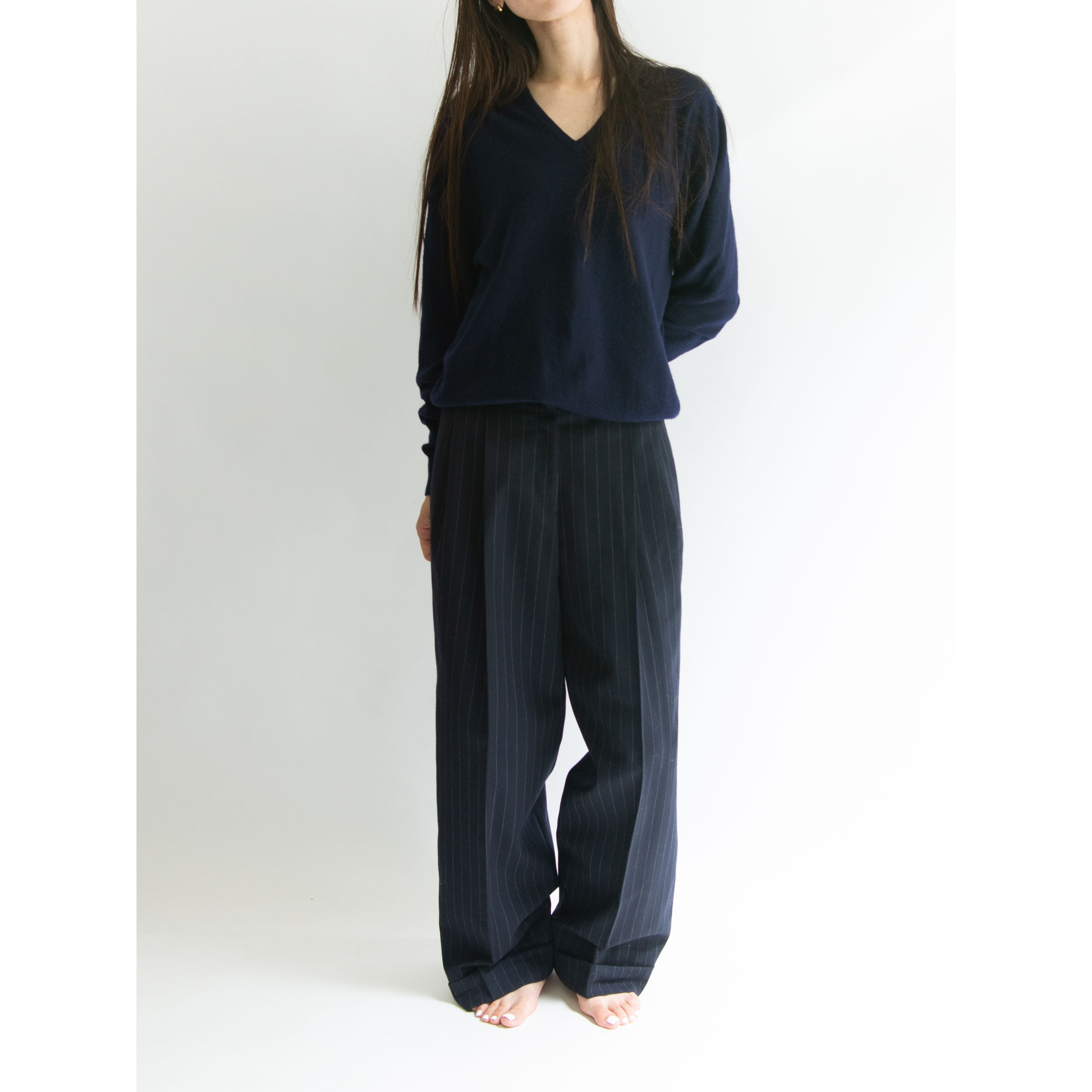 【Burberrys】Made in Scotland 100% pure cashmere v-neck sweater（バーバリーズ  スコットランド製 Vネックカシミアセーター ニット）10b