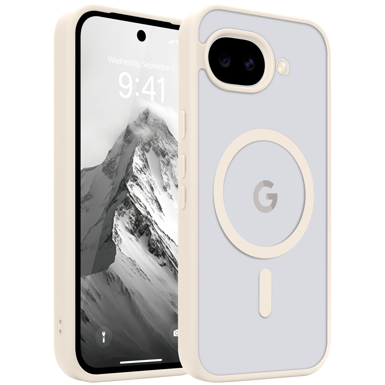 LAPOPNUT Google Pixel 10a用 ケース MagSafe対応 半透明 指紋防止 耐衝撃 滑り止め カバー(ホワイト)