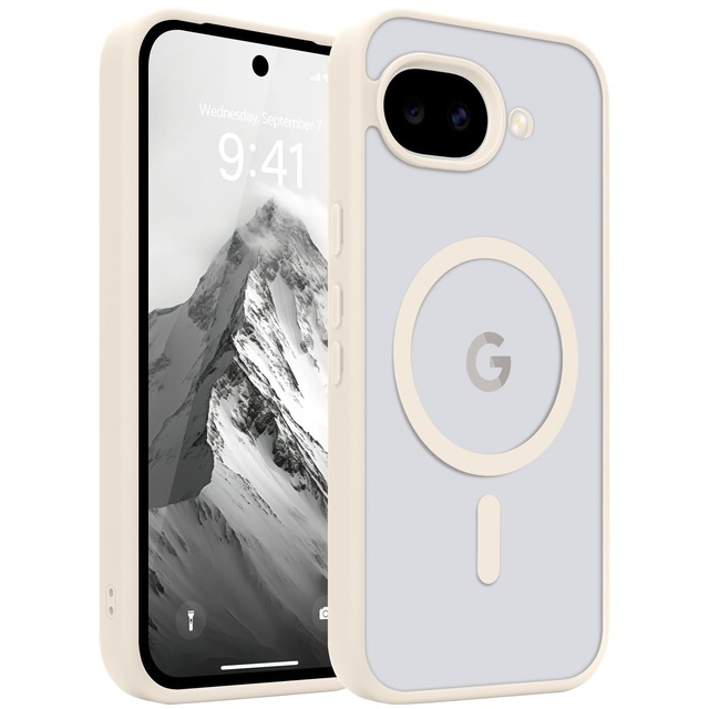 LAPOPNUT Google Pixel 10a用 ケース MagSafe対応 半透明 指紋防止 耐衝撃 滑り止め カバー(ホワイト)
