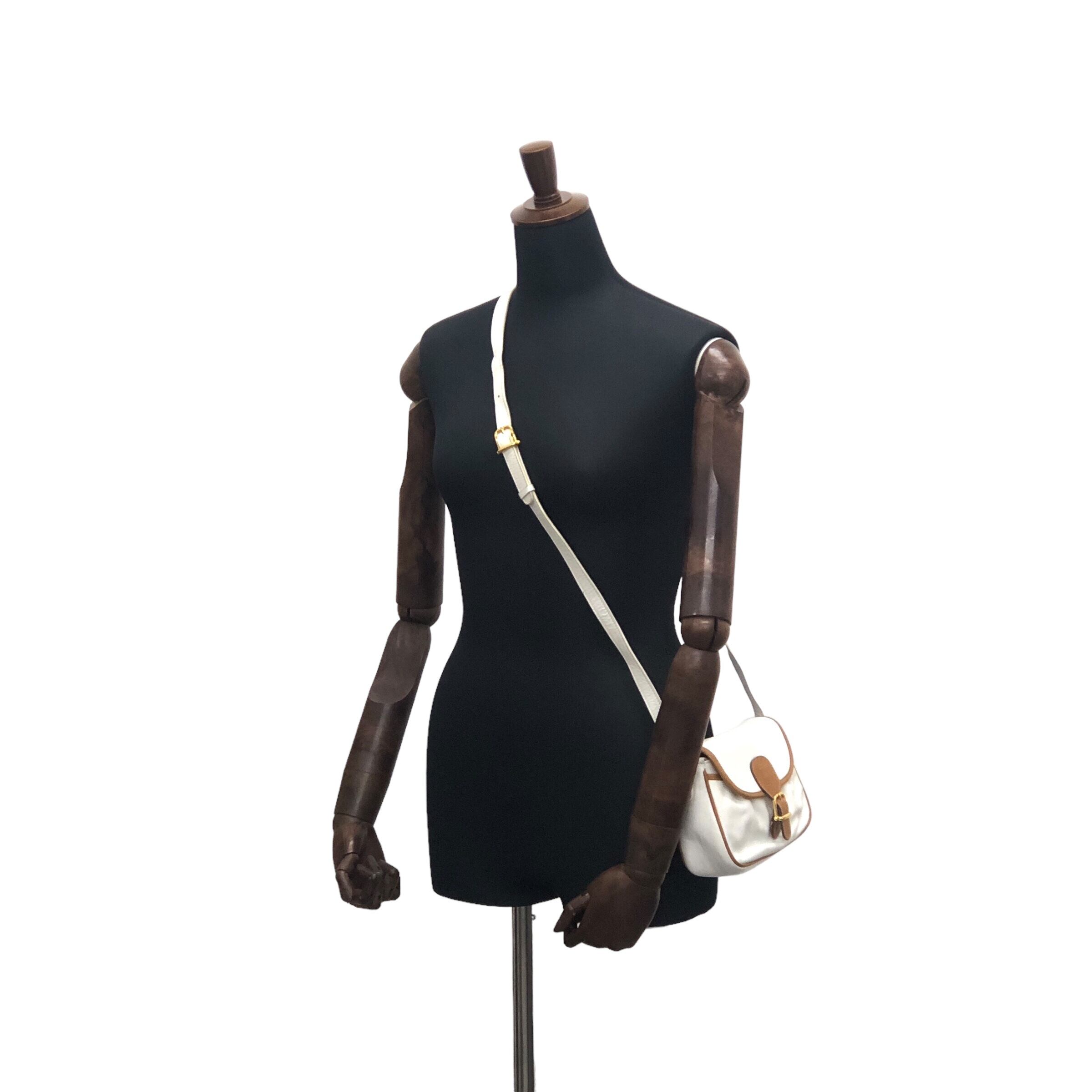 CELINE セリーヌ ショルダーバッグ ホワイト ブラウン ブラゾン レザー CELINE セリーヌ ショルダーバッグ ホワイト ブラウン ブラゾン レザー