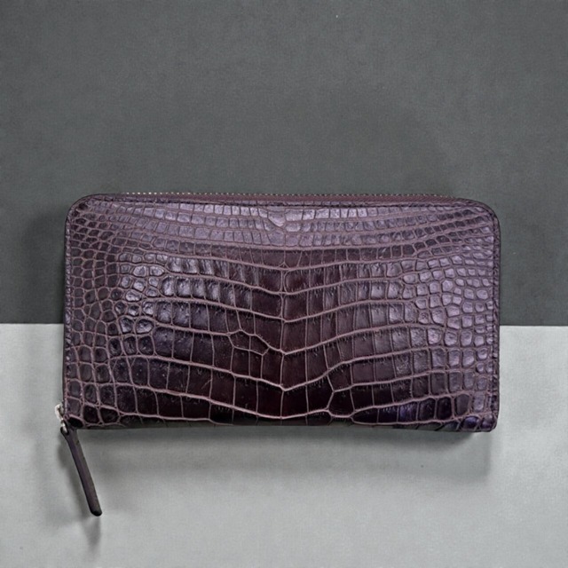 【オンライン限定クロコ財布】 ～ハイブリリアントクロコダイル ラウンドファスナー長財布～　ライトブラウン