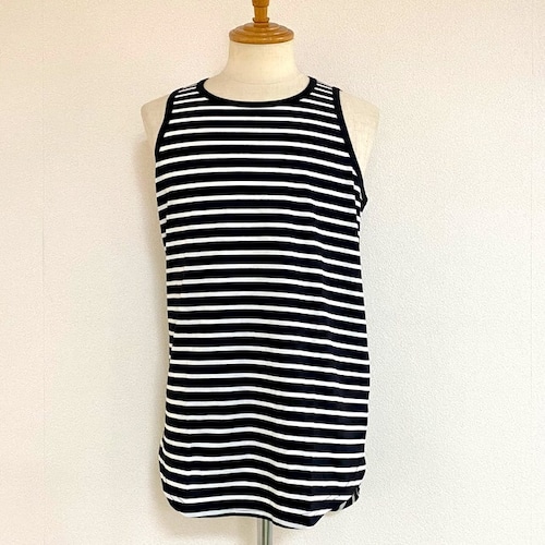 Long Length Tank Top(round model)　Black / White