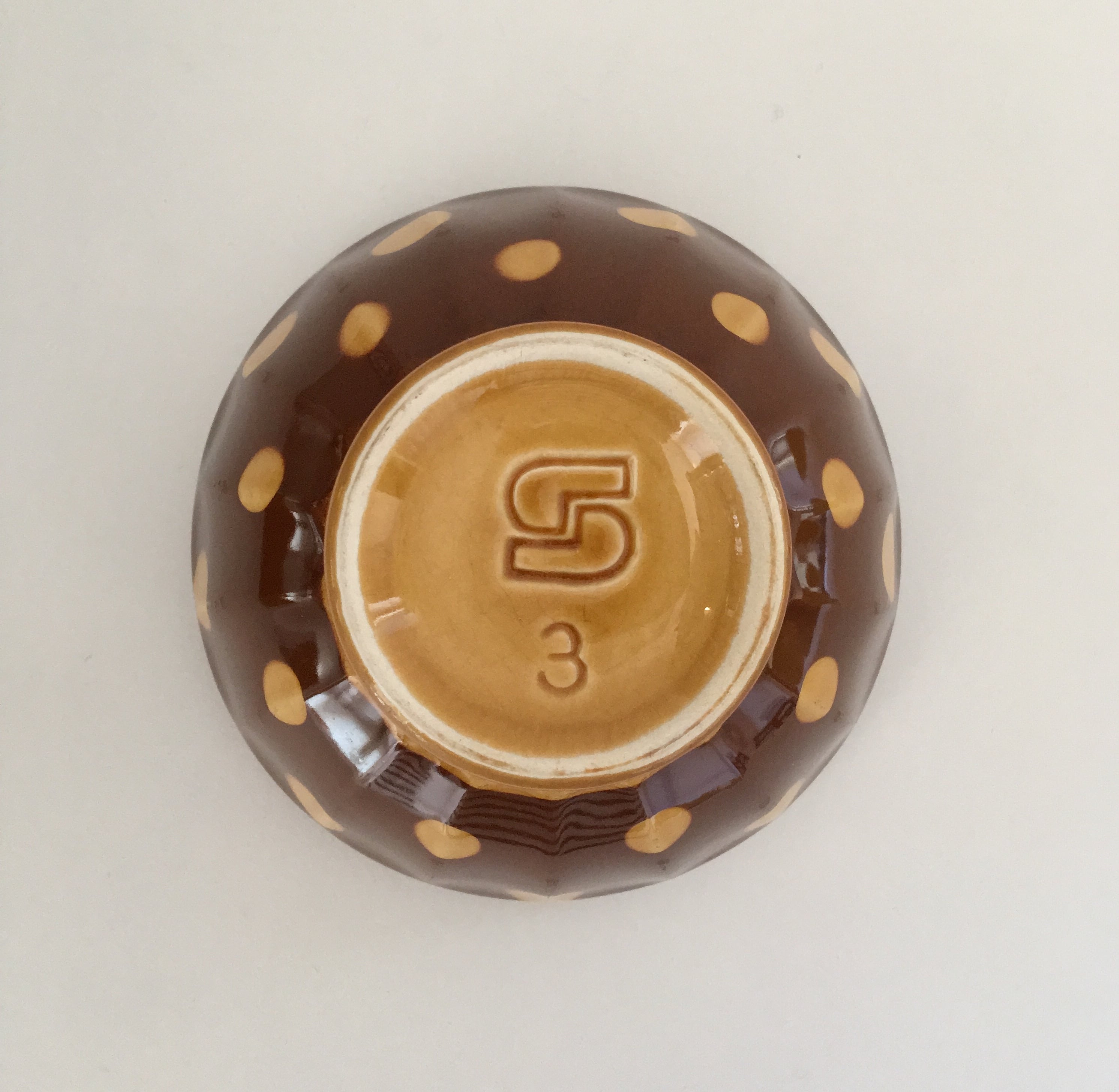 カフェオレボウル ブラウン 茶色 水玉 ドット フランス アンティーク