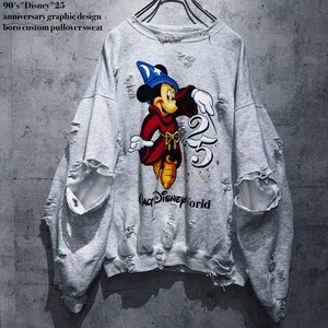 90's"Disney"25 anniversary graphic design boro custom pullover sweat