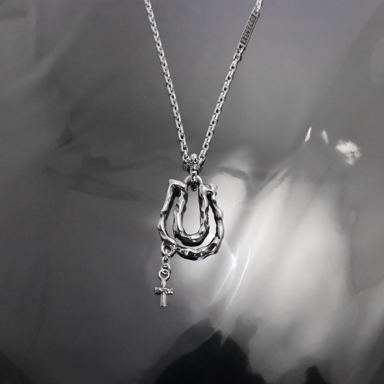 OPEN HORSESHOE LARGE with CROSS #2 with GODSIZE® I.D. TAG NECKLACE XL / オープンホースシューラージ ウィズ クロス #2ネックレス ゴッドサイズ® I.D.タグXL